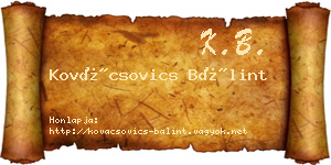 Kovácsovics Bálint névjegykártya
